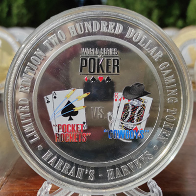 $200 WSOP - Pocket Rockets vs Cowboys gaming token Harvey's Lake Tahoe